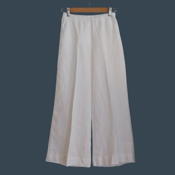 Frank & Eileen Maisie 100% Linen Wideleg Pull-On Pants Pockets Coastal Beachy XS - Picture 1 of 10